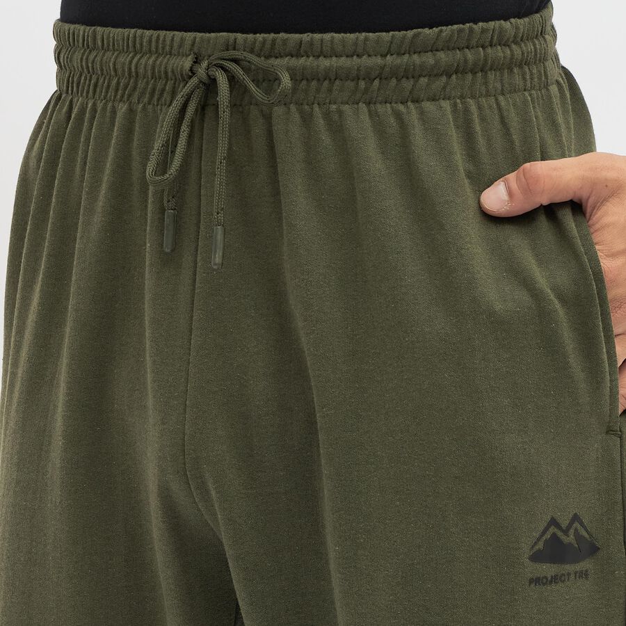 Men's Olive Green Regular Fit Printed Track Pants, Dark Green, large image number null