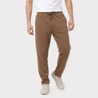 Men's Brown Slim Fit Drawstring Track Pants, भूरा, small