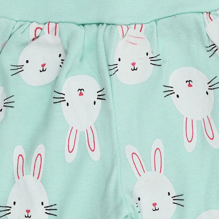 Infants Mint Green Bunny Print Cotton Pyjama, हल्का हरा, large image number null