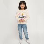 Girls Light Beige Crew Neck Casual Sweatshirt, Beige, small image number null