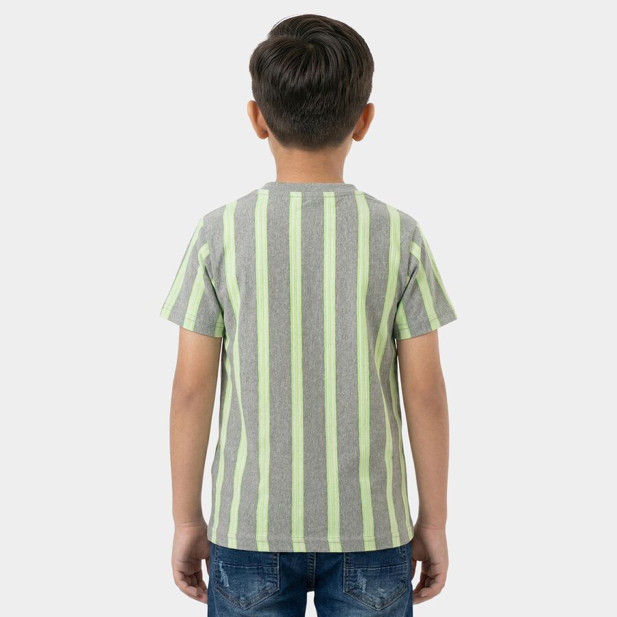 Boys Grey Crew Neck Casual Boys T-Shirt, हल्का ग्रे, large