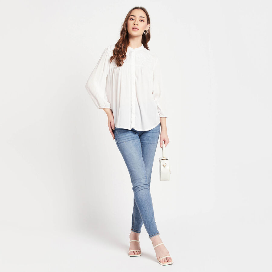 Embellished Full Sleeve Shirt, Off White, large image number null