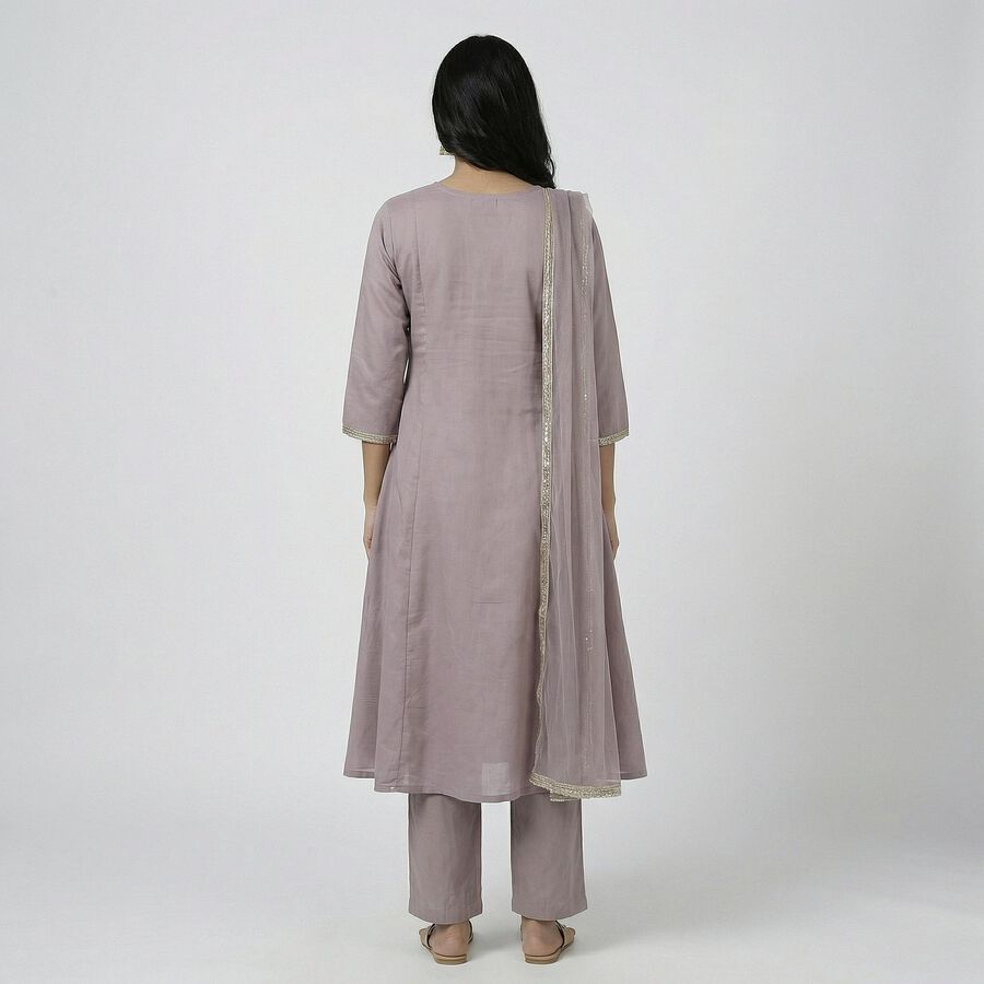 Women's Light Grey Round Neck Straight Kurta, Light Grey, large