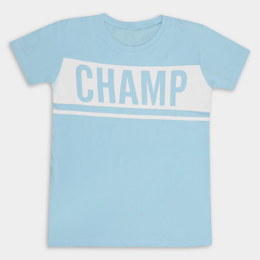 Boys' 100% Cotton Half Sleeves T-Shirt, हल्का नीला, large image number null