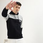 Men's Black and Grey Hooded Casual Sweatshirt, नेवी ब्लू, small image number null