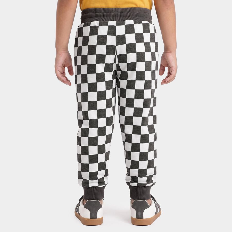 Boys' Charcoal Jogger Fit Checked Pyjama, Charcoal, large
