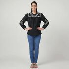 Women's Black Cotton Half Sleeve Classic Collar Casual Shirt, Black, small