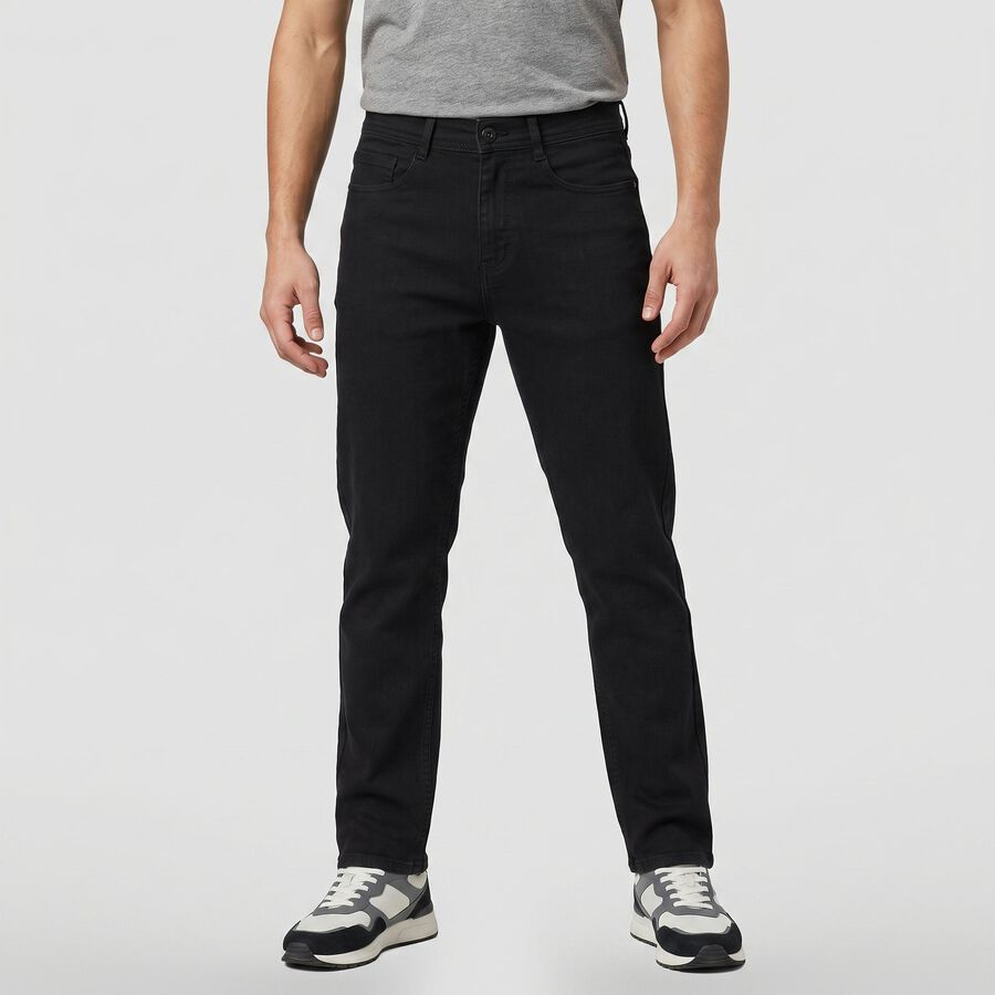 Men's Black Slim Fit Jeans, काला, large