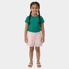 Girls' Pink Lace Hem Elastic Waist Shorts, हल्का गुलाबी, small