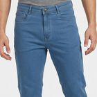 Men's Light Blue Slim Fit Solid Jeans, हल्का नीला, small