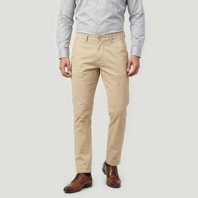 Men's Beige Slim Fit Chino Trousers