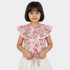Girls White Round Neck Casual T-Shirt, White, small
