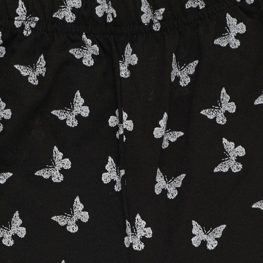 Girls' Black Regular Fit Side-Striped Capri, काला, large