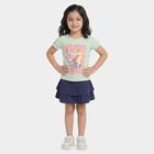 Girls Mint Green Cotton Round Neck Regular T-Shirt, Light Green, small
