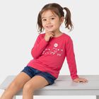 Girls Fuchsia Round Neck Regular Top, Fuchsia, small