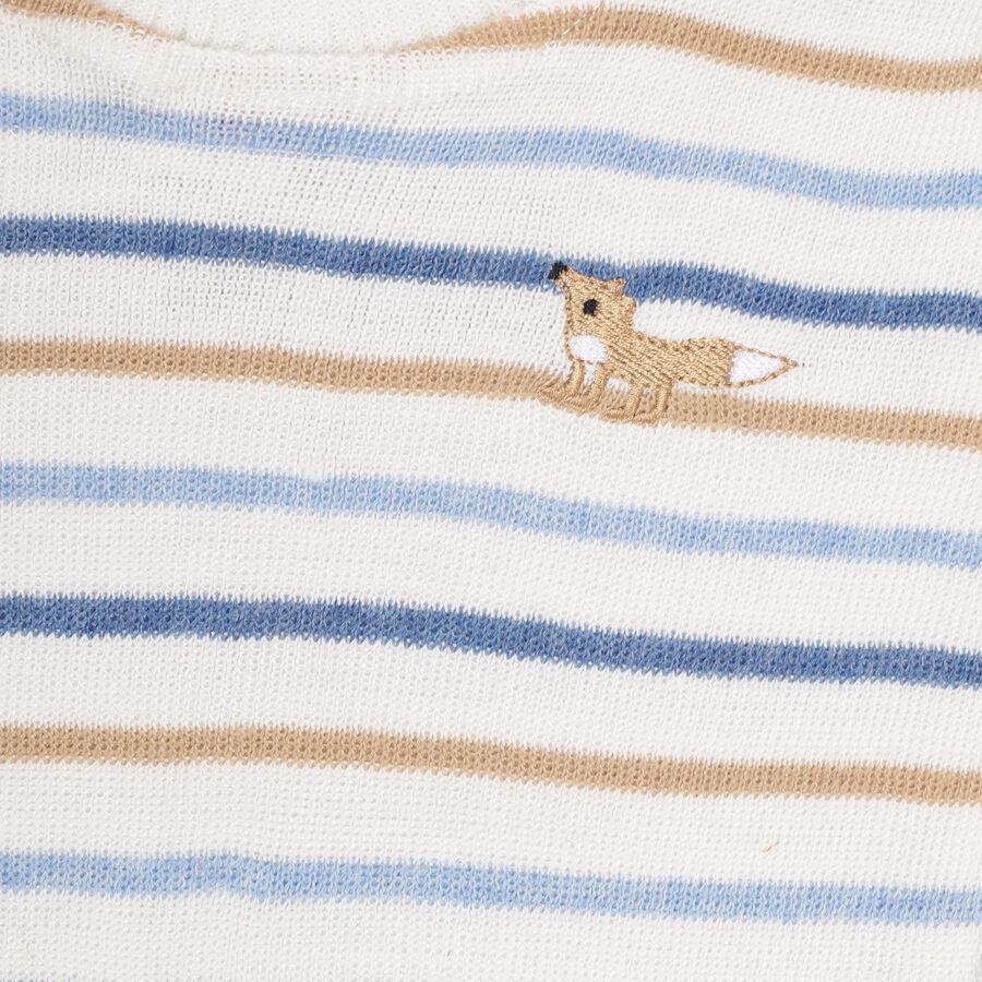 Infants Off White Round Neck Casual Pullover, ऑफ व्हाइट, large image number null