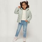 Girls' Light Sage Green Hooded Glitter Puffer Jacket, Light Green, small image number null