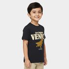 Boys Navy Blue Cotton Round Neck Regular Boys T-Shirt, Navy Blue, small