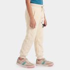 Girls' Cream Regular Fit Cat Applique Jogger Pyjama, ऑफ व्हाइट, small