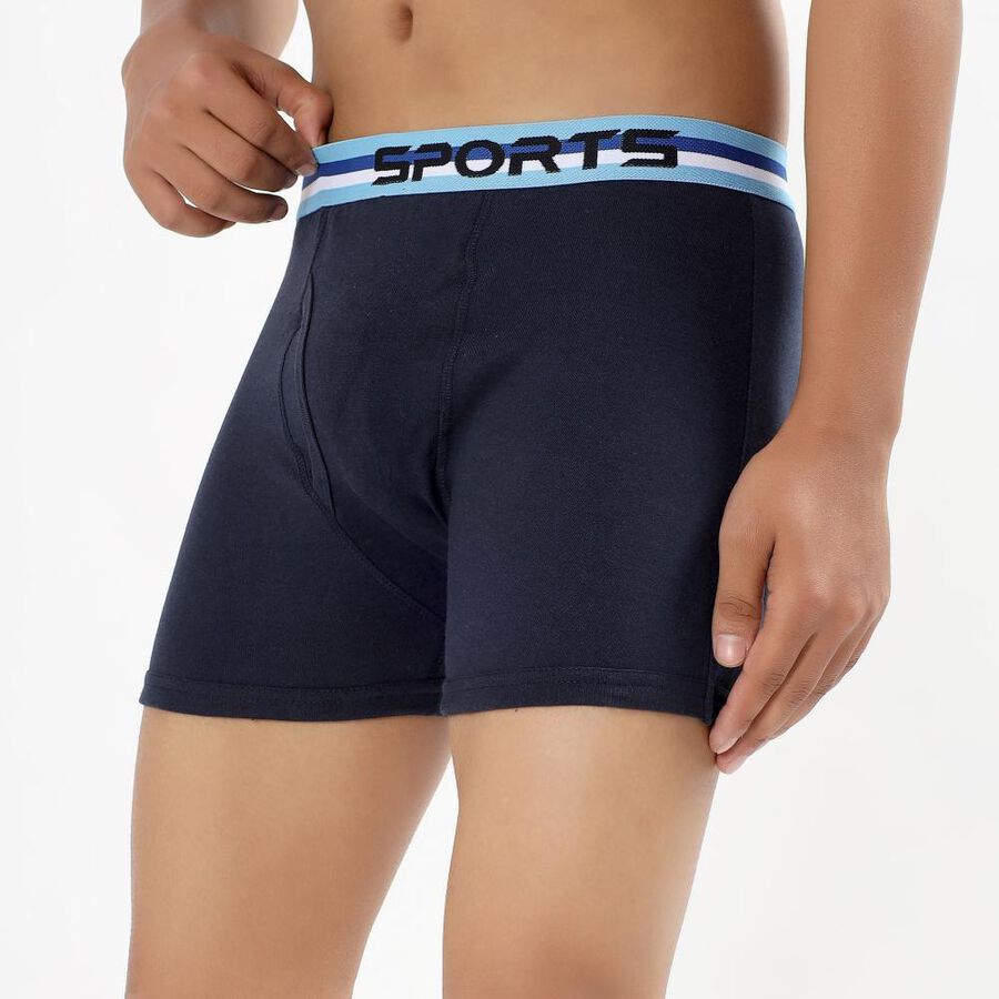 Men's Deep Midnight Navy Regular Fit Sports Waistband Trunks, Navy Blue, large