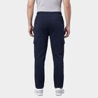 Men's Navy Blue Slim Fit Side-Striped Track Pants, Mid Blue, small