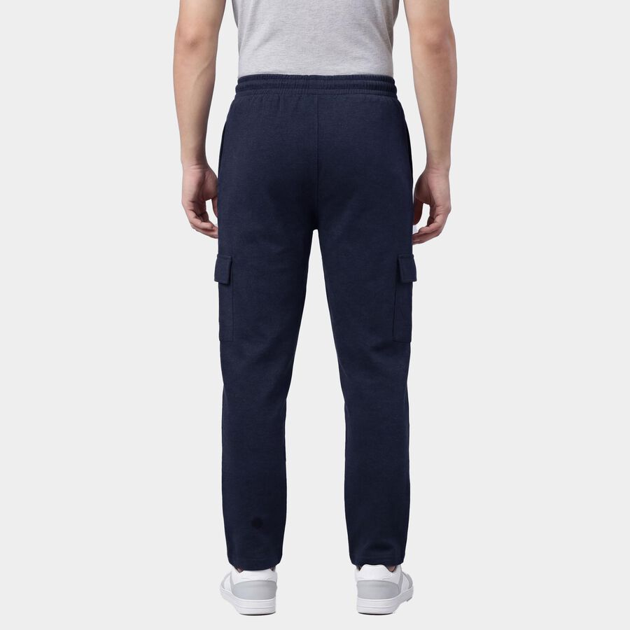 Men's Navy Blue Slim Fit Side-Striped Track Pants, Mid Blue, large