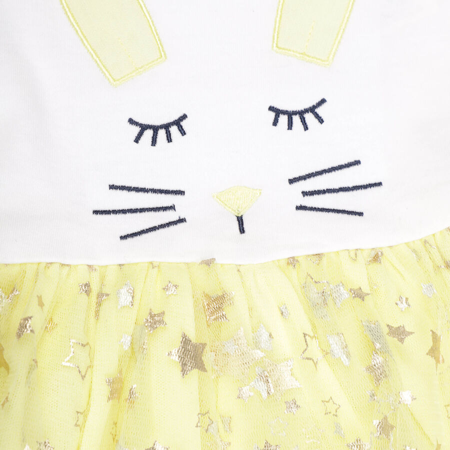 Infants Solid Round Neck Frock, Yellow, large image number null