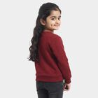 Girls' Maroon Crew Neck Graphic Print Sweatshirt, मरून, small