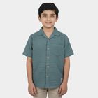 Boys Green Cotton Camp Collar Casual Shirt, Dark Green, small