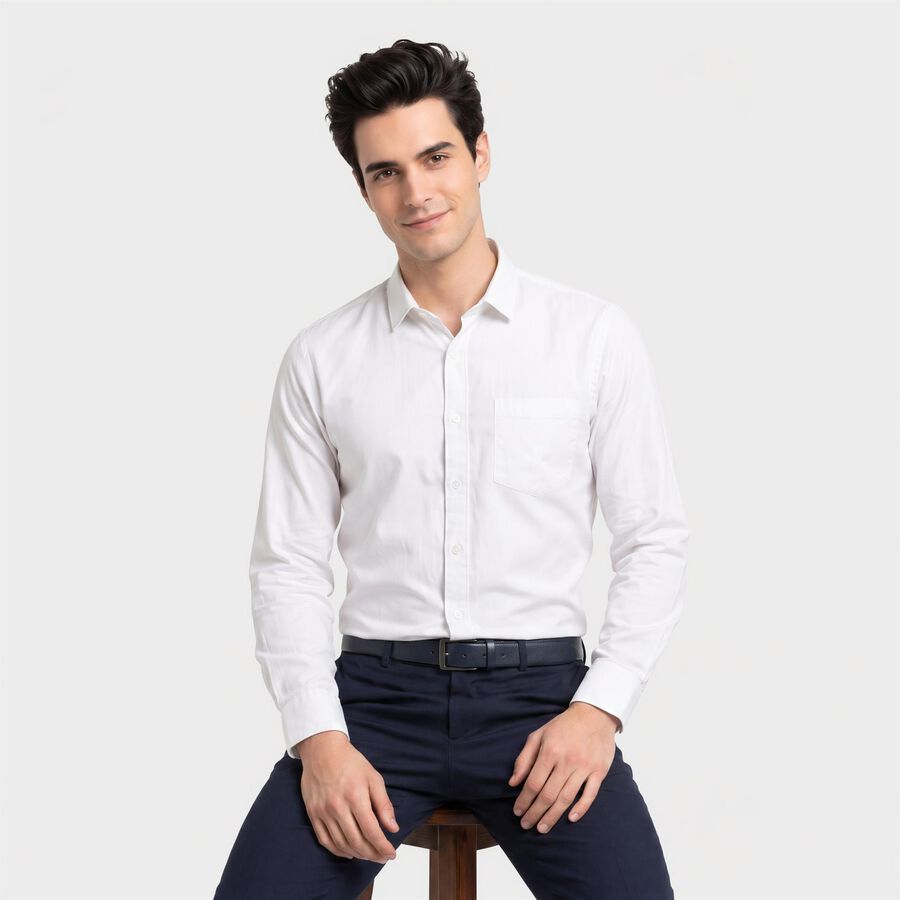 Men White Formal Shirt, सफ़ेद, large