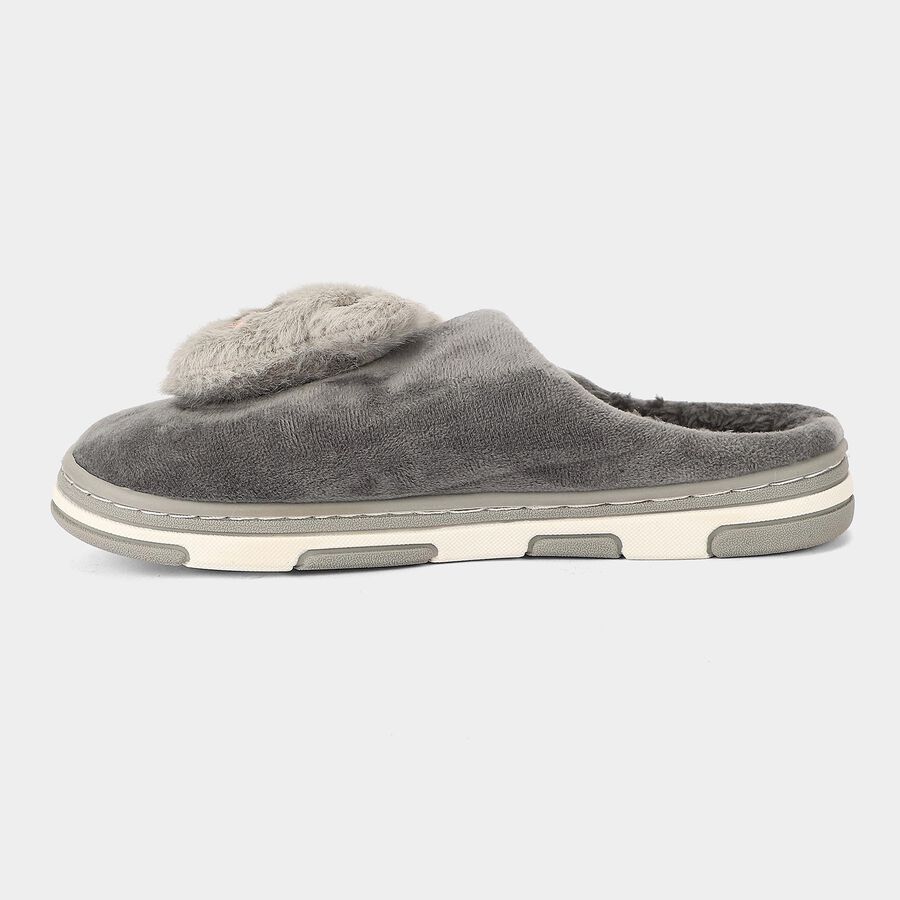 Women's Grey Slip-On House Slippers, ग्रे, large