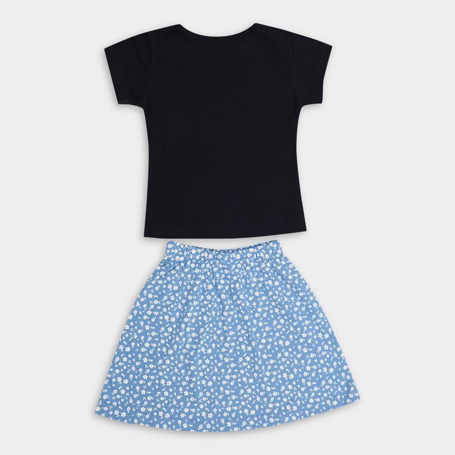 Girls' 100% Cotton Top Skirt , नेवी ब्लू, large image number null