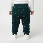 Infants' Dark Forest Green Floral Printed Cotton Pyjama, गहरा हरा, small image number null