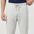 Men's Grey Straight Fit Drawstring Waist Track Pants, एक्रू मिश्रित, small
