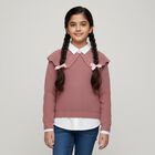 Girls' Dusty Rose Crew Neck Knit Pullover, Light Pink, small image number null