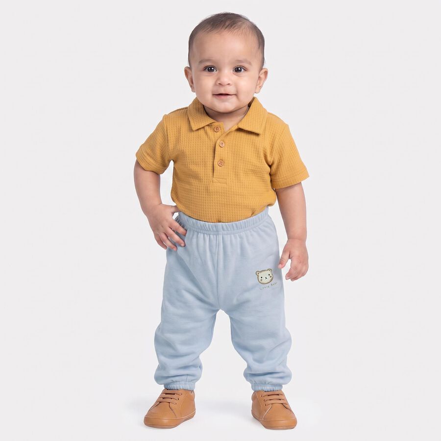 Infants' Light Blue Jogger Fit Bear Print Cotton Pyjama, Light Blue, large