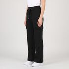Women's Black Relaxed Fit Cargo Track Pants, Black, small