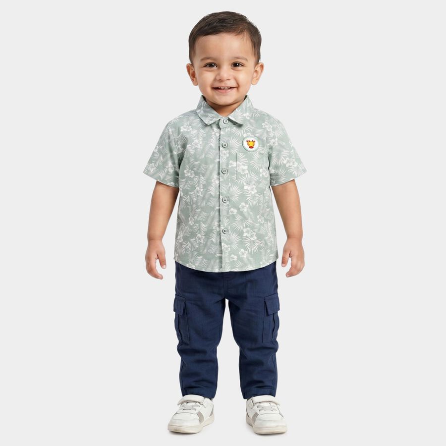 Infants Green Cotton Casual Shirt, हल्का हरा, large