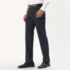 Men's Navy Blue Slim Fit Checkered Formal Trousers, Dark Grey, small image number null