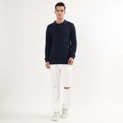 Men's Deep Midnight Navy Polo Neck Classic Pullover, Navy Blue, small image number null