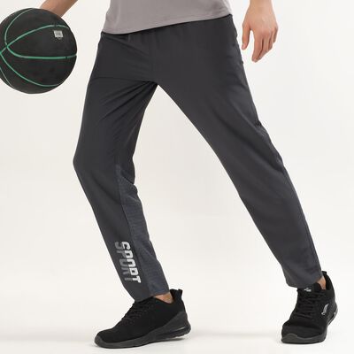 Men's Charcoal Grey Regular Fit Sporty Track Pants