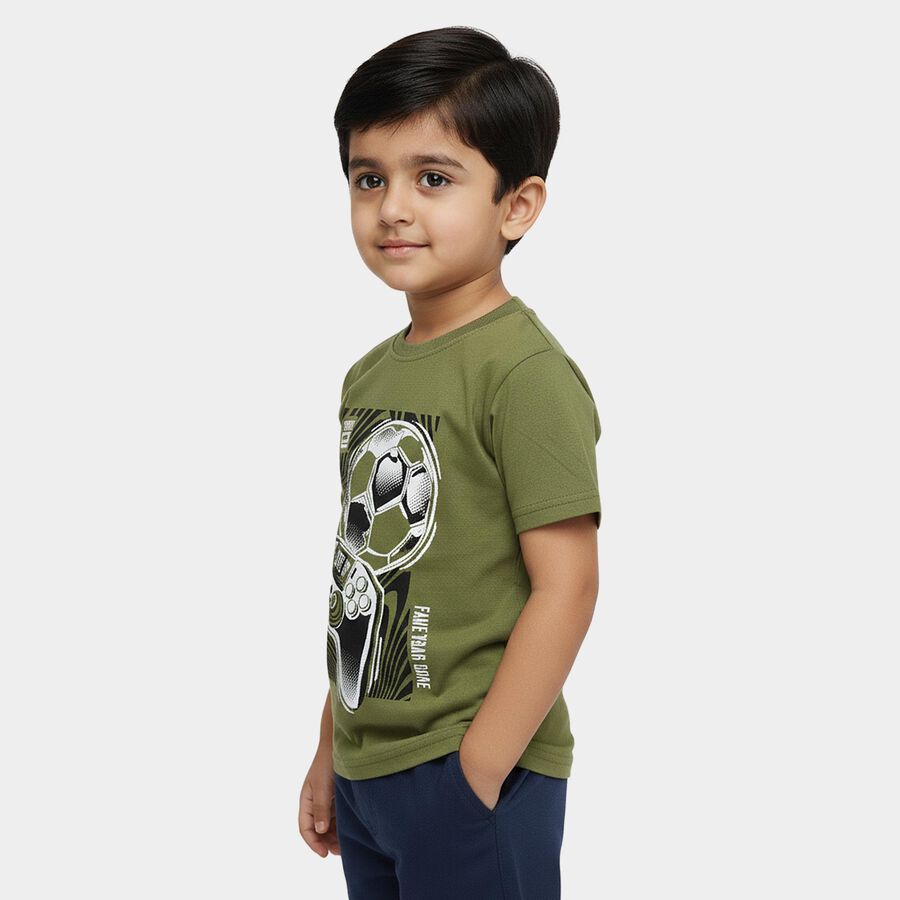 Boys' Half Sleeves T-Shirt, Olive, large