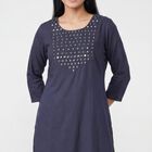 Women's Navy Blue Kurta, नेवी ब्लू, small