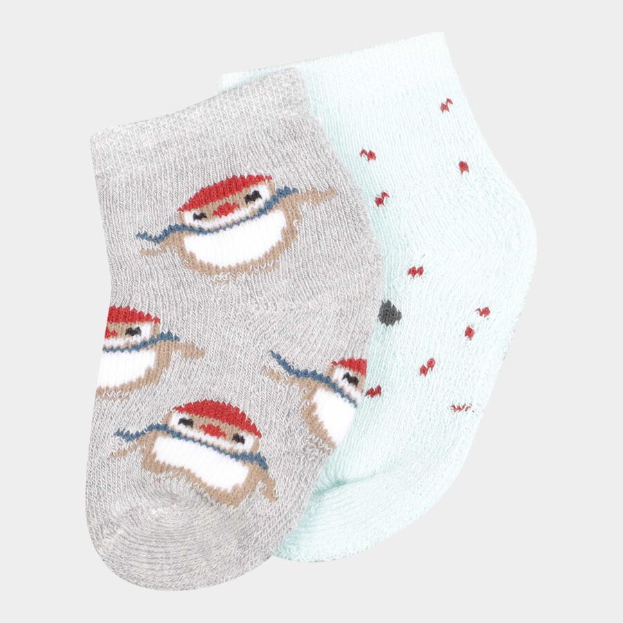 Infants Cotton Solid Socks, Melange Light Grey, large image number null