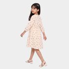 Girls' Off White V-Neck Tiered Dress, ऑफ व्हाइट, small