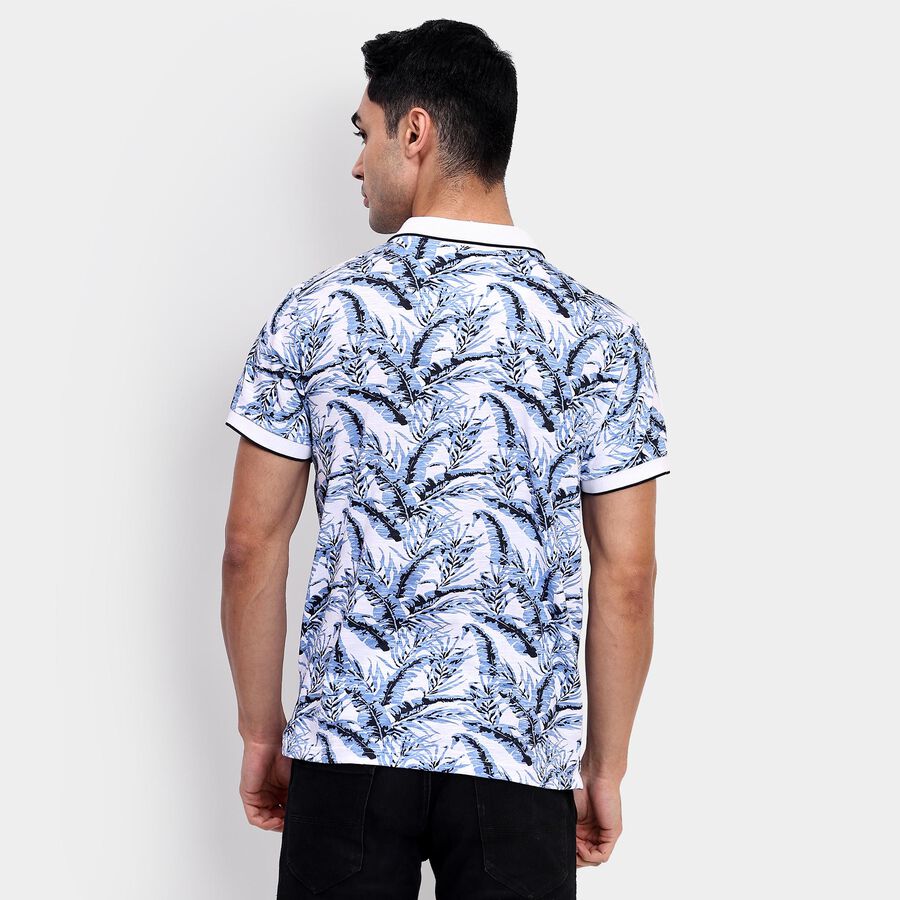 Men's 100% Cotton Collared Half Sleeves T-Shirt, गहरा नीला, large
