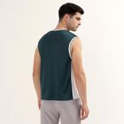 Men's Dark Forest Green V-Neck Athleisure Sleeveless T-Shirt, Dark Green, small