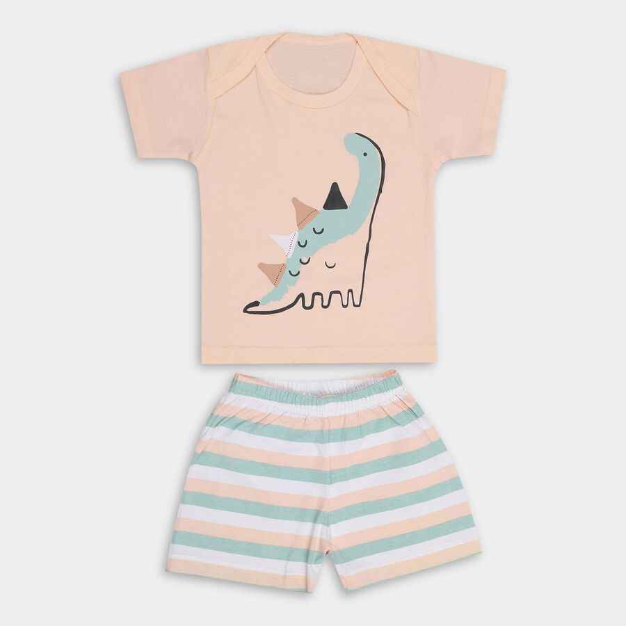 Infant Boys' 100% Cotton Baba Suit, Peach, large image number null