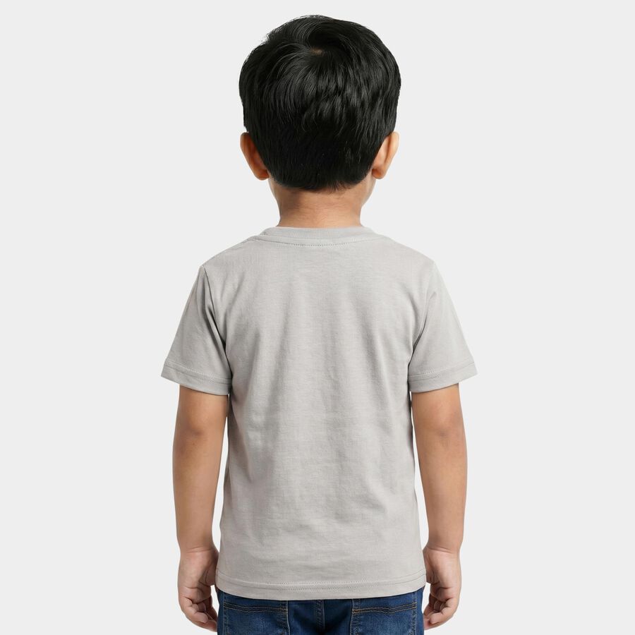 Boys Grey Crew Neck Regular Boys T-Shirt, हल्का ग्रे, large