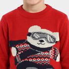 Boys Red Crew Neck Graphic Pullover, Red, small